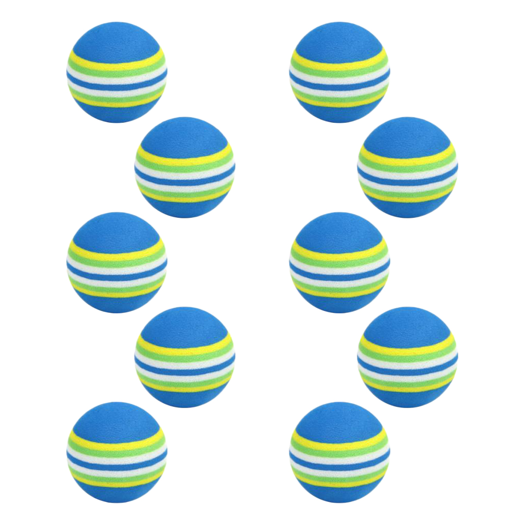 10Pcs 42mm EVA Foam Soft Rainbow Stripe Golf Training Balls Swing Golf Club Beginner Practice Training Aids Ball Indoor Outdoor
