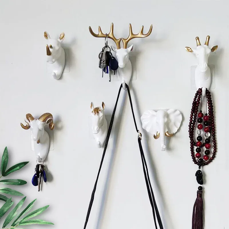 Wall Hanging Hook Deer Antlers Wall Coat Hangers Rack For Clothes Self Adhesive 
