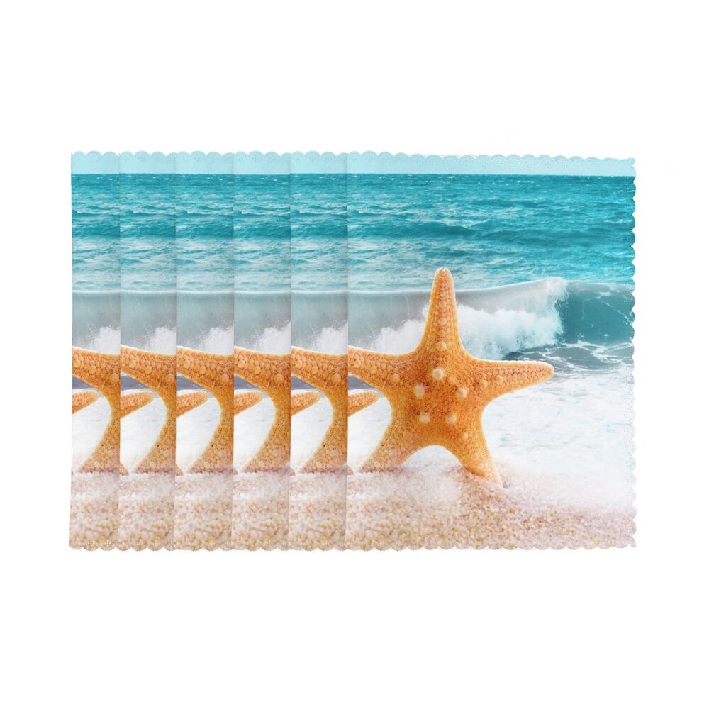 Summer Beach With Starfish Sea Shells Placemat Table Mat 30x45 Cmes,set