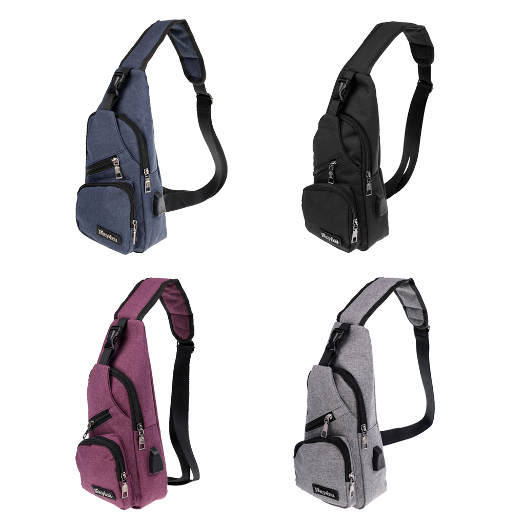 Sport Sling Shoulder Cross Body Chest Pack Bag With USB Charging Port