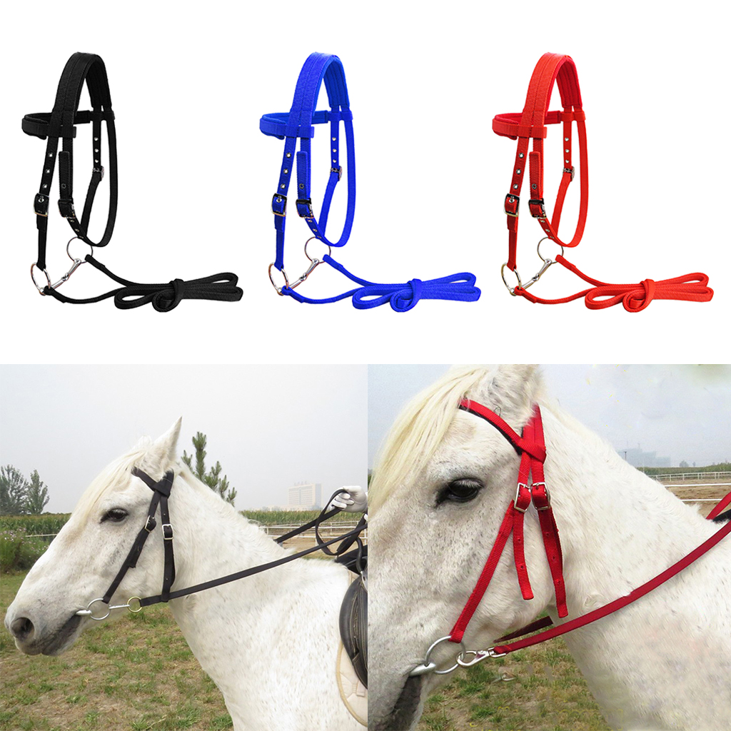 Soft Nylon Horse Bridle Harness Headstall Removable Snaffle Thickened Halter Equipment For Horse