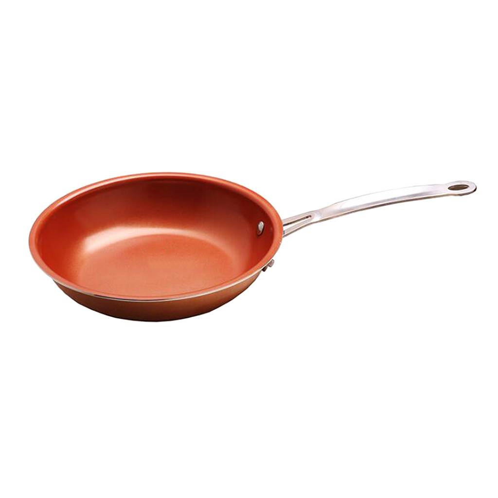 Copper Coated Non Stick Frying Pan Kitchen Skillet Induction Oven Safe Cool Handle 20cm 24cm