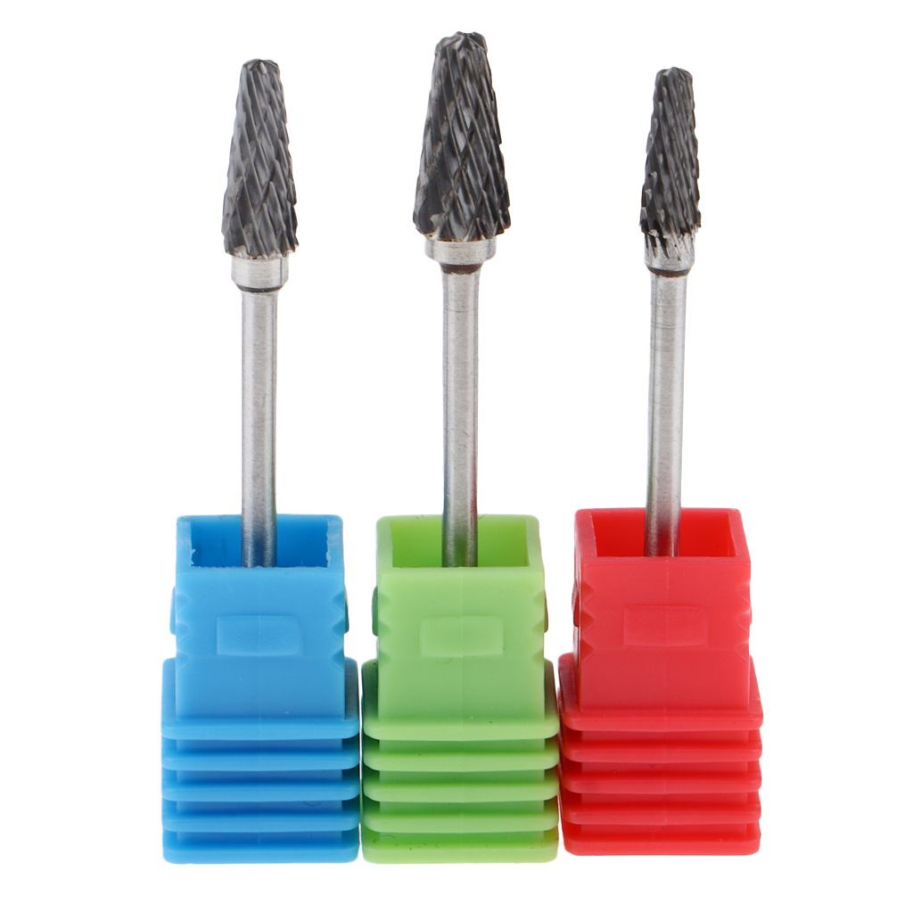 Set of 3 Pieces Heavy Duty Steel Nail Drill Bit 3/32 Manicure Accessories Tools
