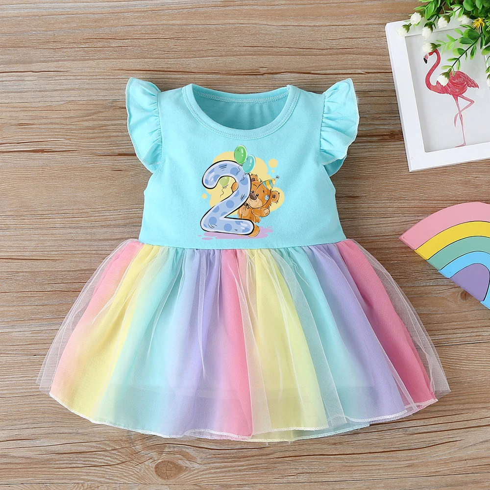 Birthday Rainbow Dress, Criança, Crianças, 2, 3,