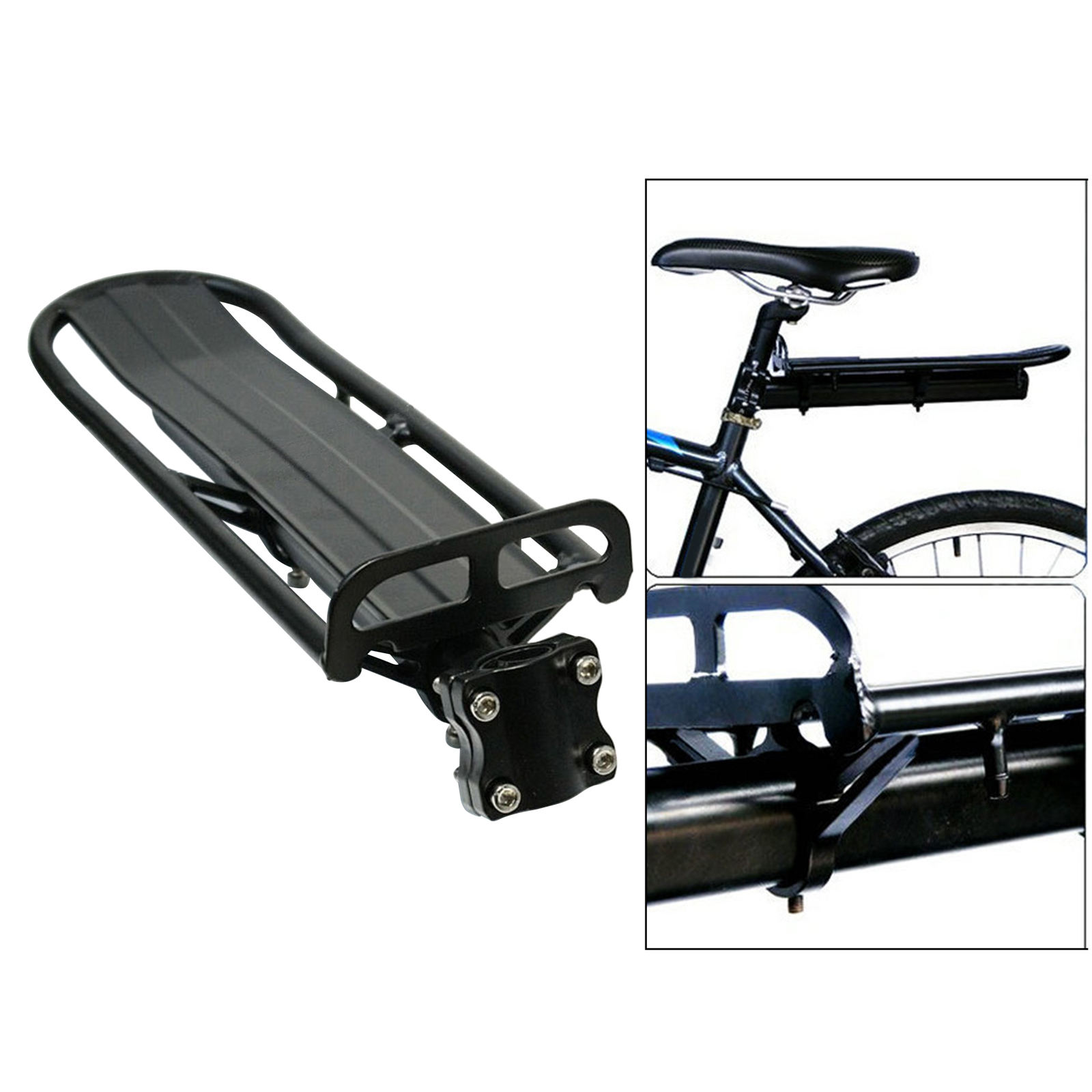 Aluminum Alloy Bike Rear Rack Seat Post Luggage Cargo Carrier Mount Black