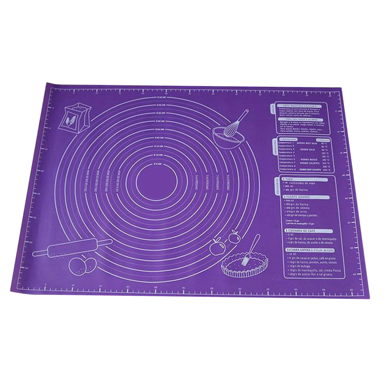 Silicone Pastry Baking Mat with Measurements Fondant Sheet Non-Slip Mat Sticks to Countertop for Rolling Dough Pie Baking Mat