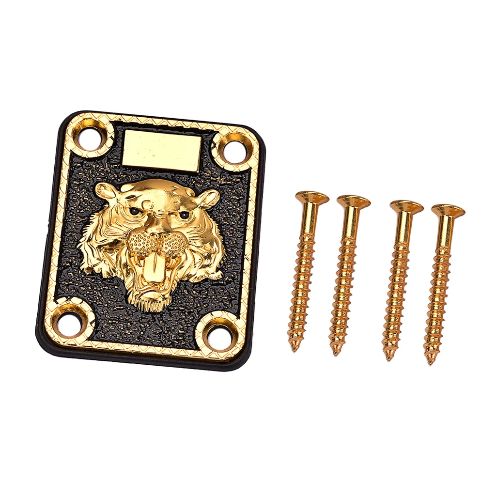 Set of Zinc Alloy Tiger Pattern Neck Plate for Electric Guitar DIY Supplies