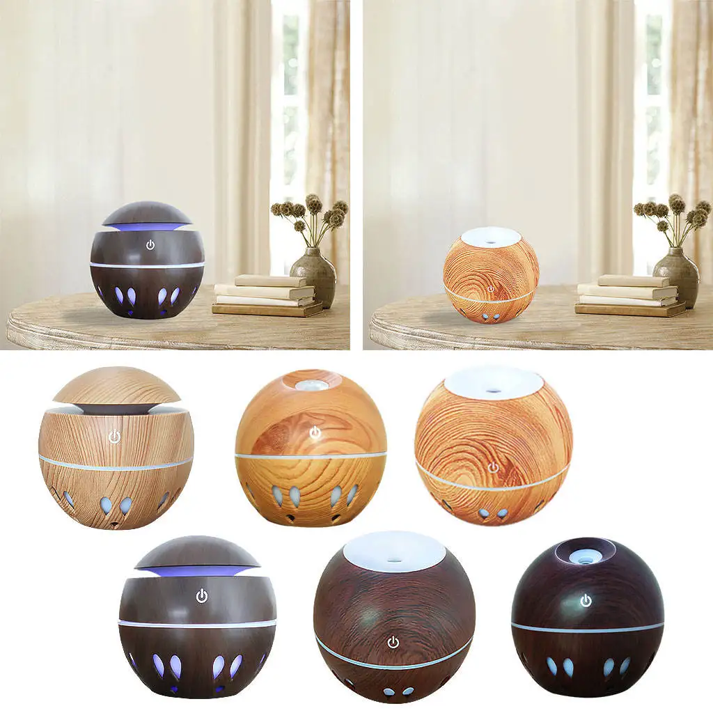 Aromatherapy Diffuser Wood Grain Colorful Aroma Diffuser Air Humidifier Essential Oil Diffuser for Bedroom Home Office
