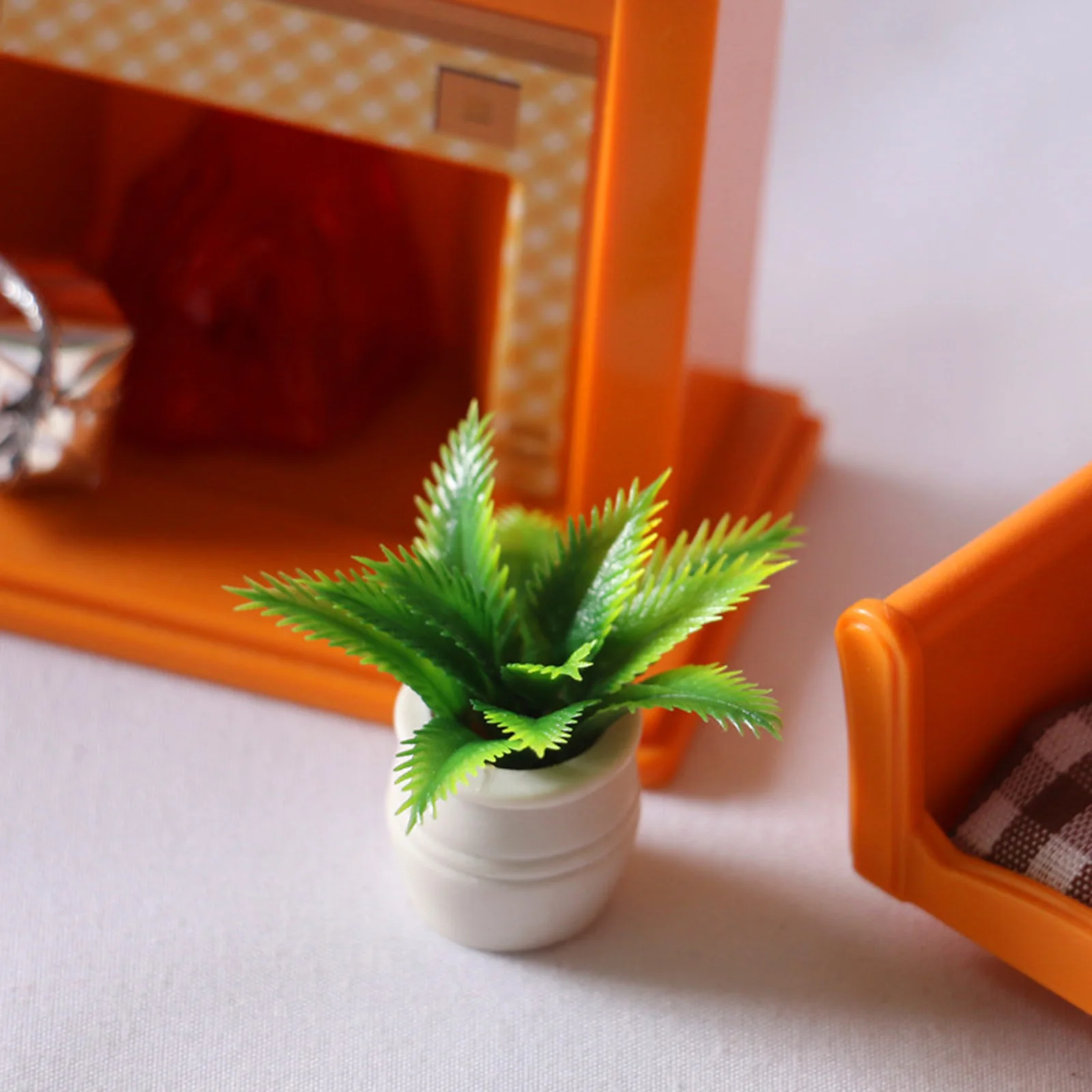 Mini Tree Potted Green Plant In Pot Sago Cycas Doll House Home Decor Simulation Potted Plants 1:12 Dollhouse Miniatures