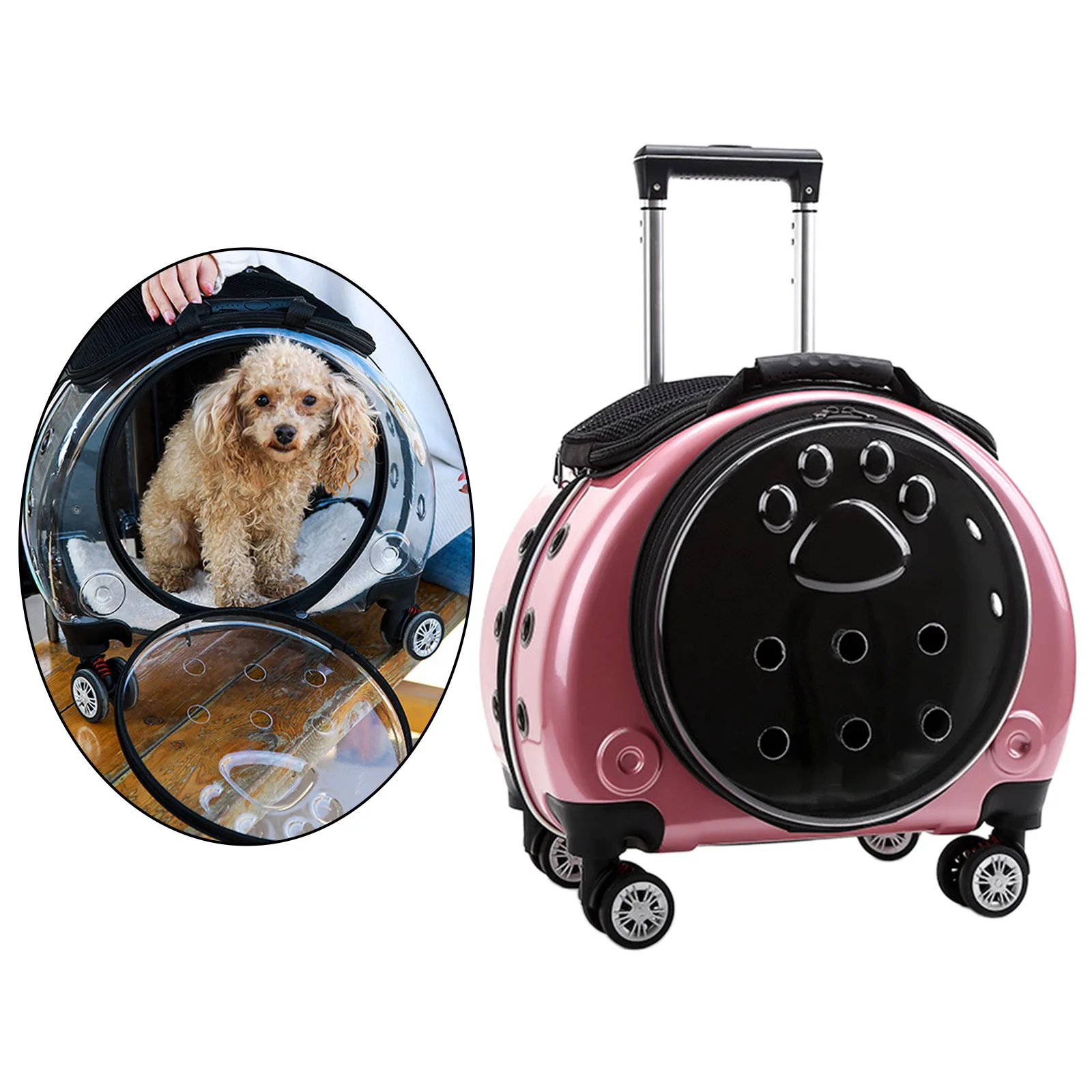 Pet Trolley Case Carrier for Cats and  Ventilated Cat Backpack Carrier, Comfort for Travel Hiking Walking Outdoor