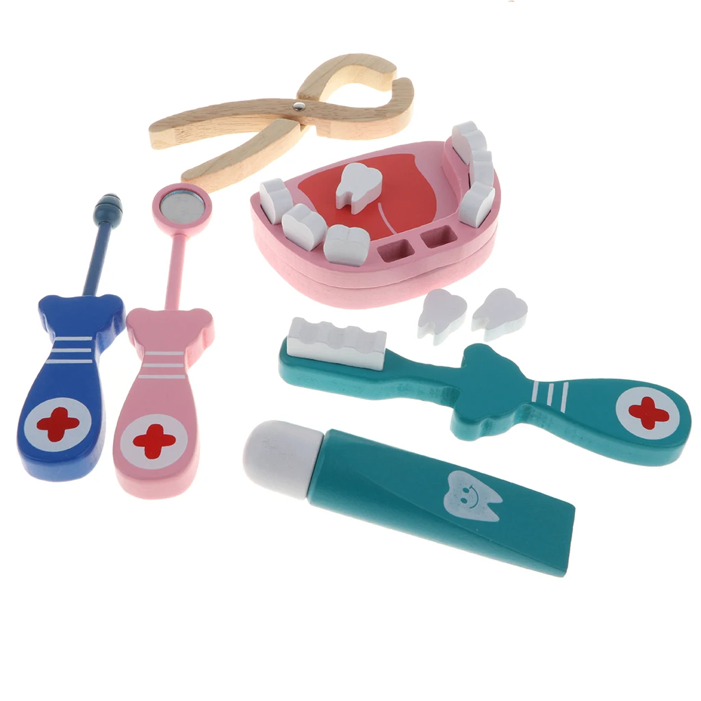 6 Pieces / Lot Wooden Doctor & Nurse Kits Doctor Role Role Play Set