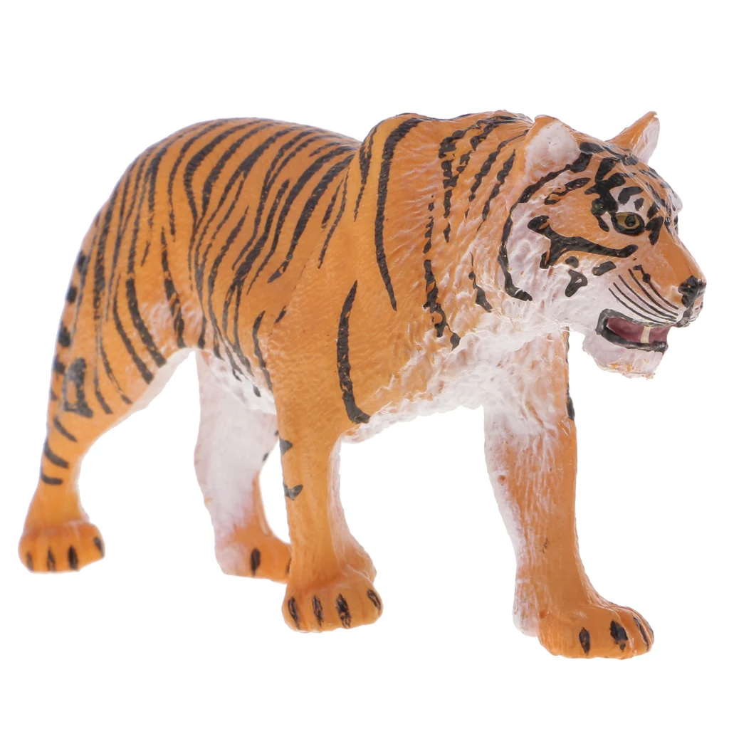 Simulation Wildlife Animals Siberian Tiger Model Action Figures Kids Toy Collectibles Home Decor Yellow