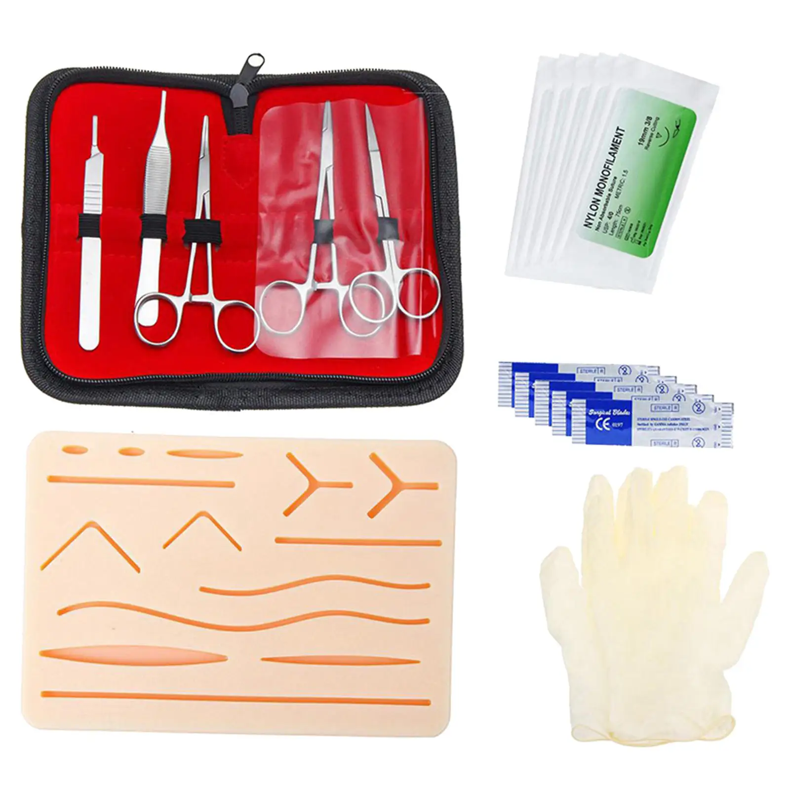 Suture Practice Kit Human Skin Suture Pad for Practicing Teaching Prop Needle Medics Students Suturing Training Kit