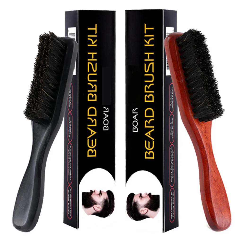 Long Wood Handle Beard Brush for Beard and Mustache, Mustache Hairbrush Comb Facial Hair Brush for Home Salon Travel Use