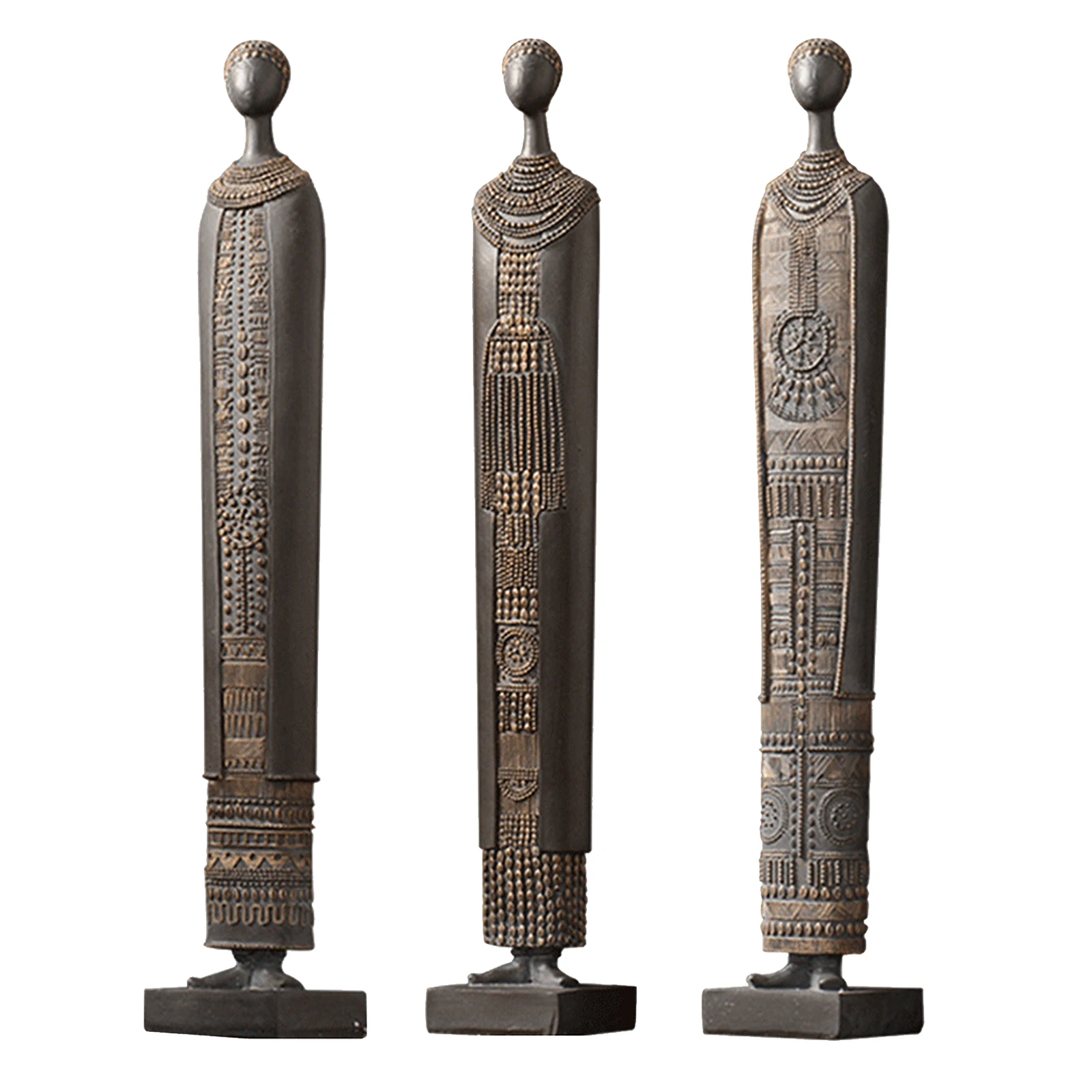Resin Statue Sculpture Ethnic Style African Figurines Creative Vintage Living Room Decoration Crafts Home Decor Ornaments Gift