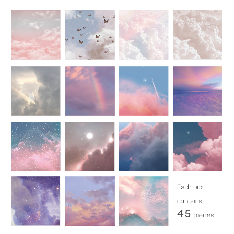 45Pcs/box Beautiful Scenery Stickers Cute Colorful Cloud Stickers Journal Diary Scrapbooking Stationery Decoration Stickers 45Pcs/box Beautiful Scenery Stickers Cute Colorful Cloud Stickers Journal Diary Scrapbooking Stationery Decoration Stickers