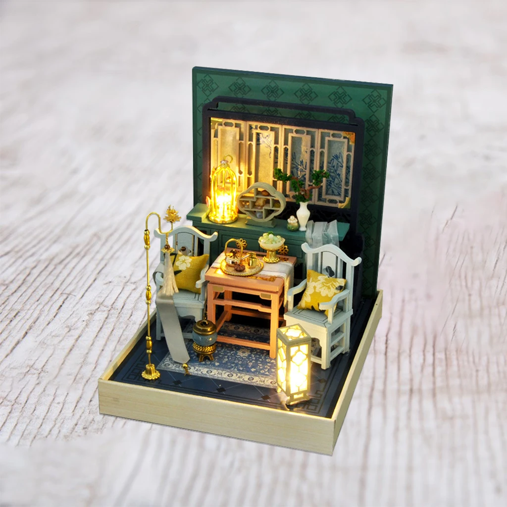 Handcraft Wooden Dollhouse Vintage Furniture Miniature Puzzles Doll House