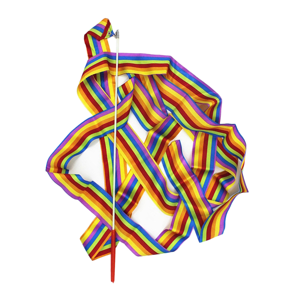 Dance Ribbons Rainbow Streamers Rhythmic Gymnastics Ribbon Baton Twirling Wands on Sticks for Kids Artistic Dancing