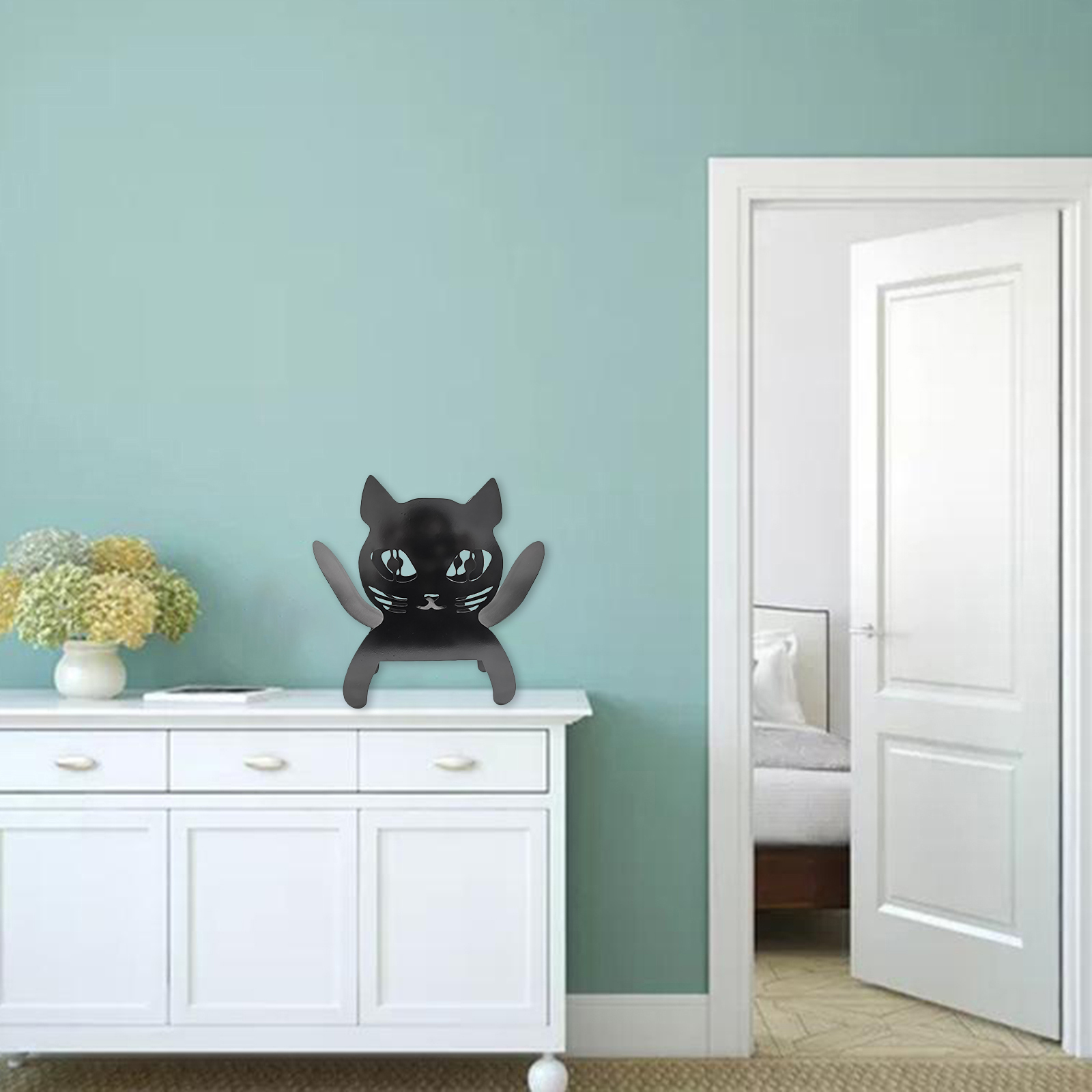 Creative Toilet Roll Holder Cat Tissue Holder Iron Craft Toilet Tissue Holder Rack Free Standing Roll Paper Stand Black 