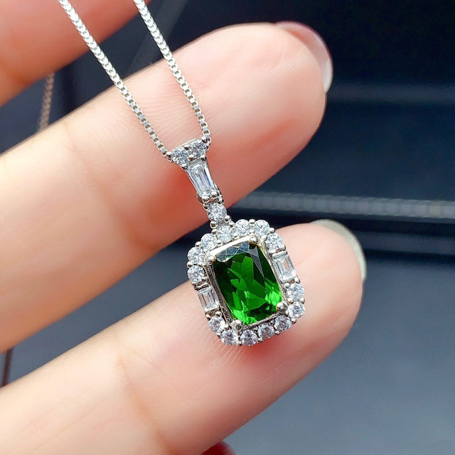 Hotsell Natural Emerald Silver Pendant, 925 Sterling Silver, Engagement Pendent, Women's Pendant, Pendant Necklace, Luxury Pendent, Round Cut Stone