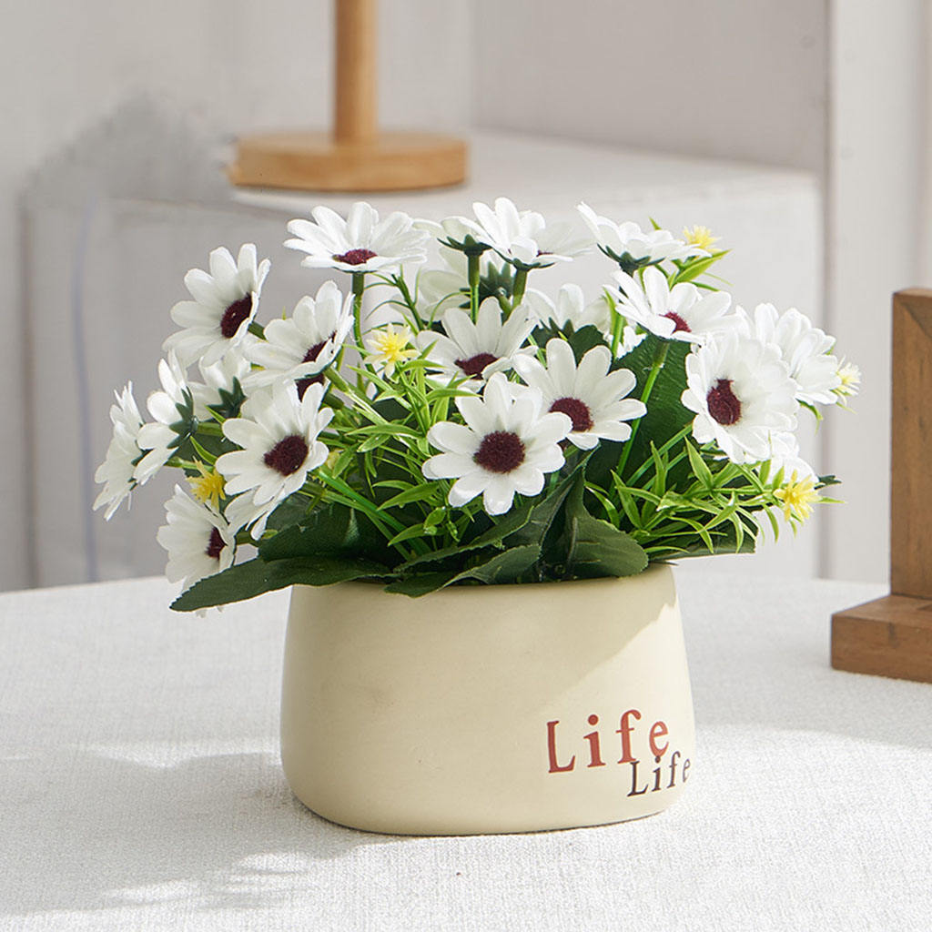 Mini Artificial Flower Plants with Pot for Office Desk, Fake Plant with Ceramic Pot for Home, Shower Rooms Decoration