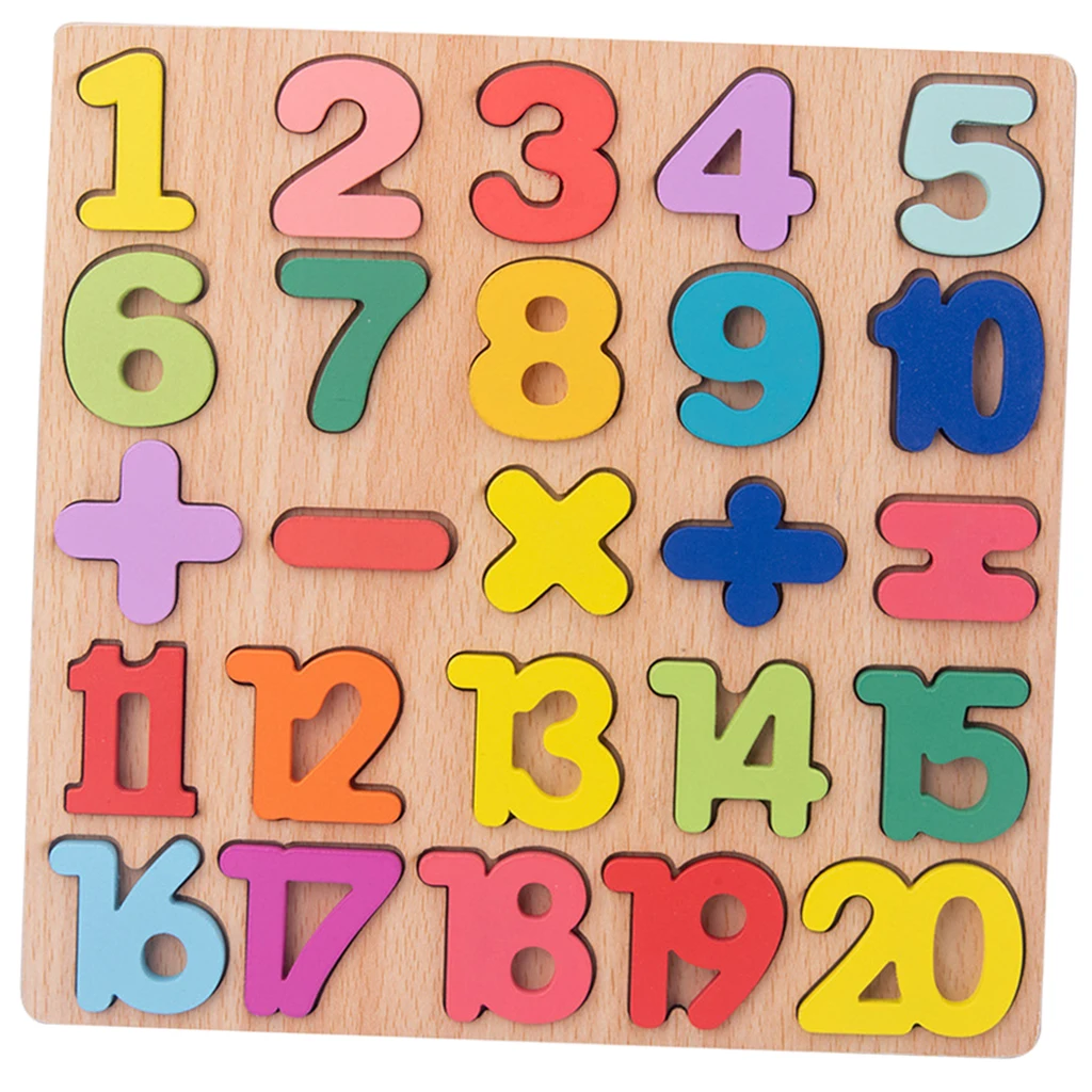 Preschool Wooden Learning Puzzle Toys Baby Kids Educational Number 1-20 Digital 