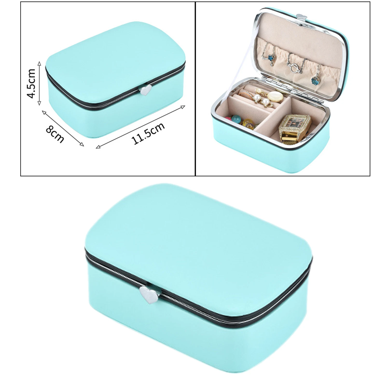 Women PU Jewellery Box Velvet Liner Travel Beauty Earrings Storage Case