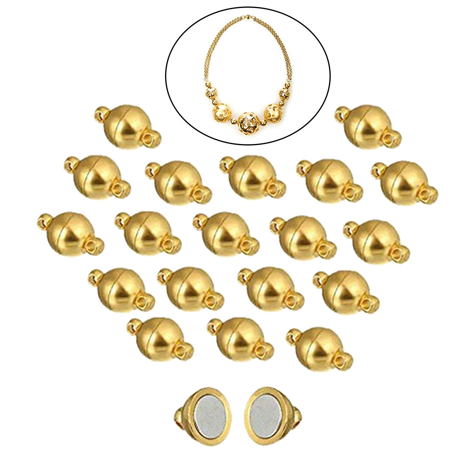 20/40 Pcs Round Brass Magnetic Clasp Small Jewelry Magnetic Bead Clasp for Bracelet Crafts Making Supplies