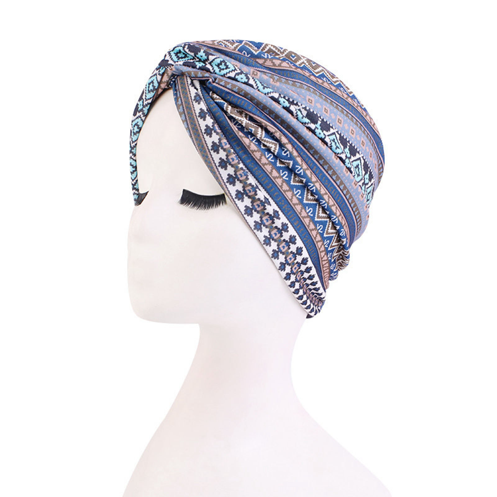 Women's Soft Cotton Chemo Caps Ethnic Muslim Print Beanie Head Scarf Skull Caps Headwear Bandana Turban Hat Head Wrap