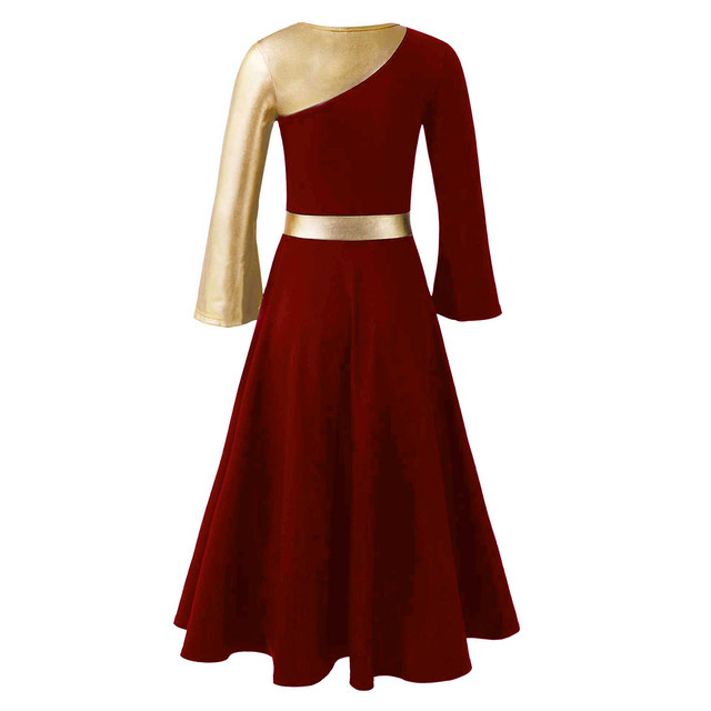 Z&X Women Praise Dance Dress Metallic Gold Liturgical Z&X