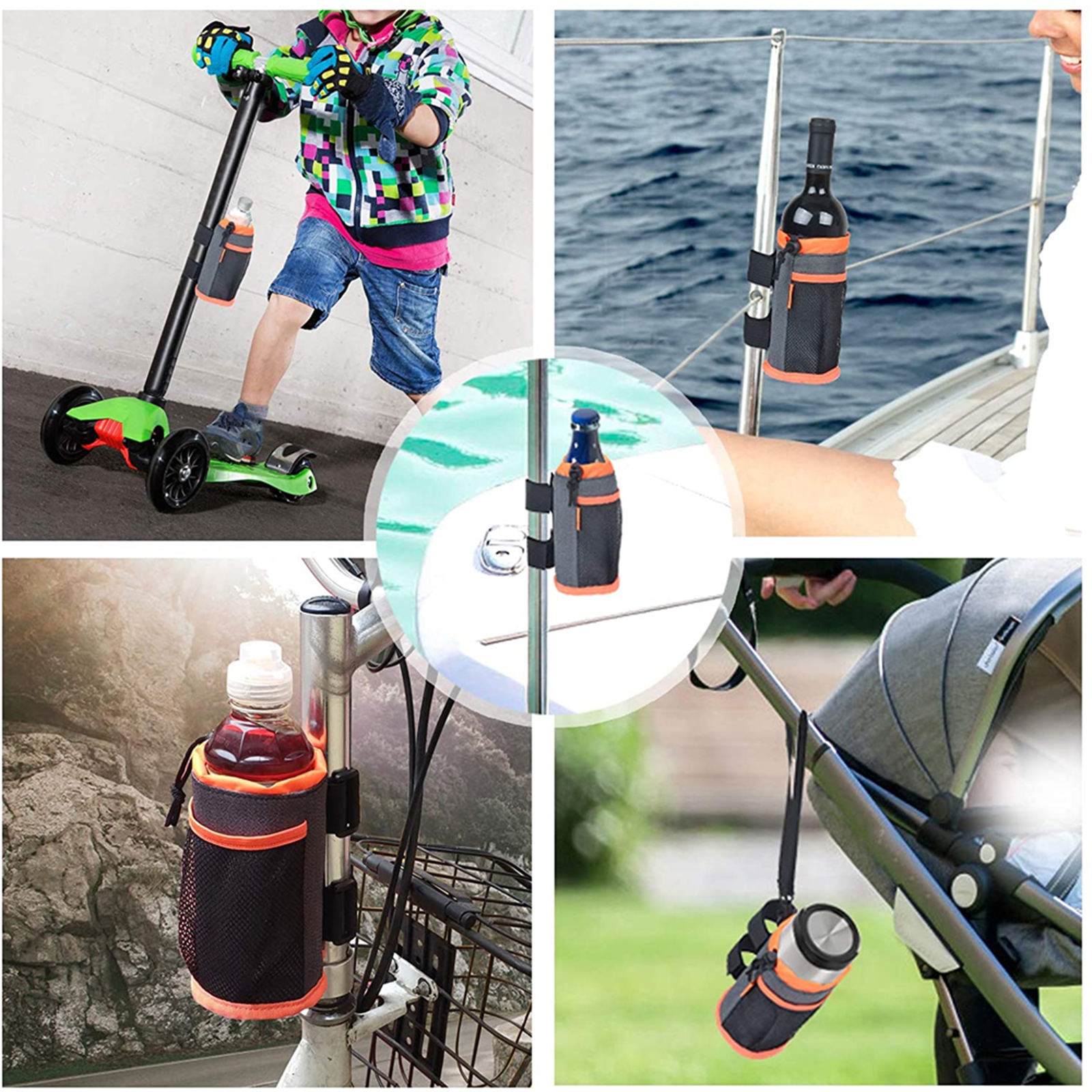 Water Bottle Bag Handlebar Keep Warm Drink Holder Portable Adjustable High Capacity Snack Storage Good Replacement for Rollator