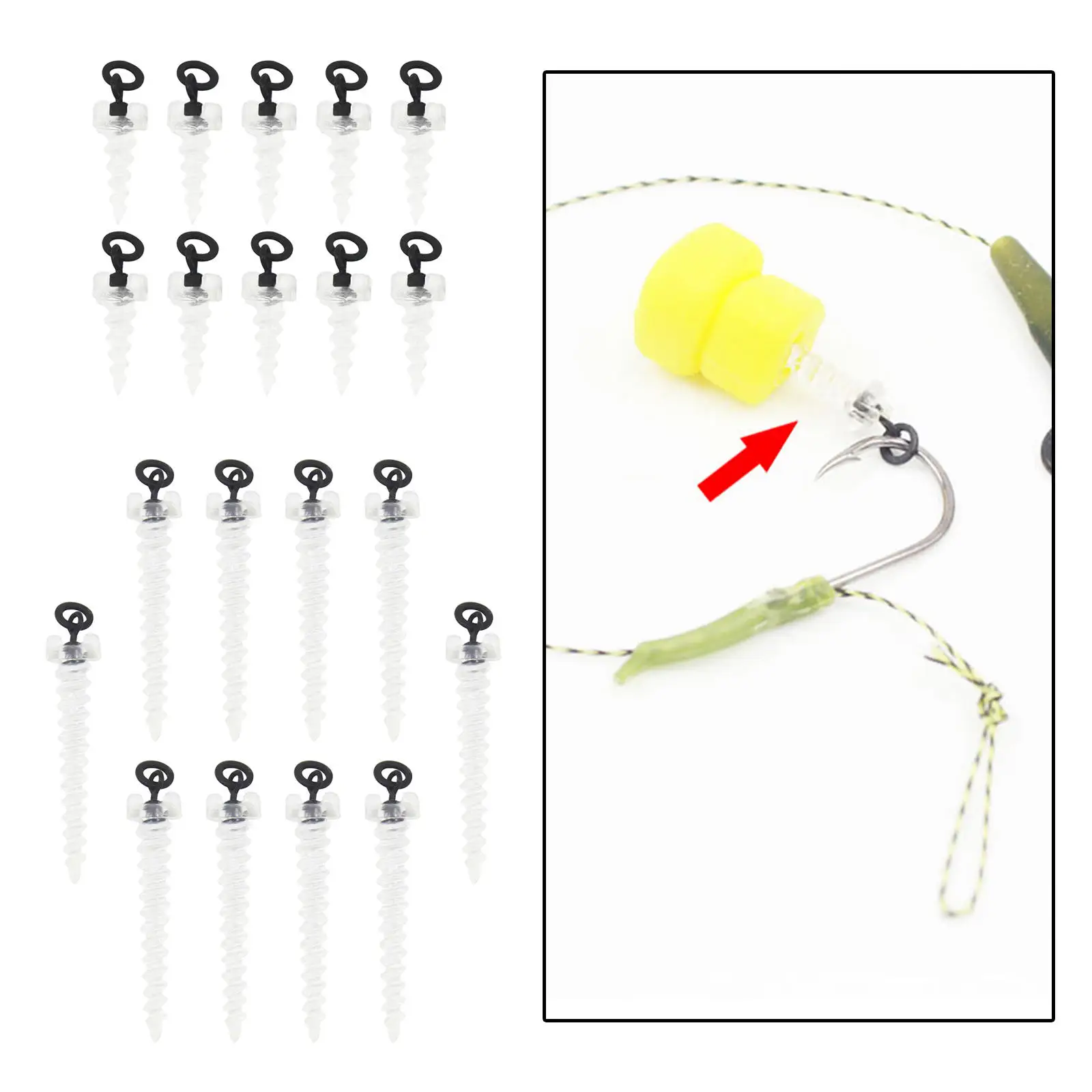 10Pcs Plastic Bait Screw Swivel with Ring Swivel Accessories Stop Tool 360  Terminal Tackle Rig Clear for Fishing Carp Boilies