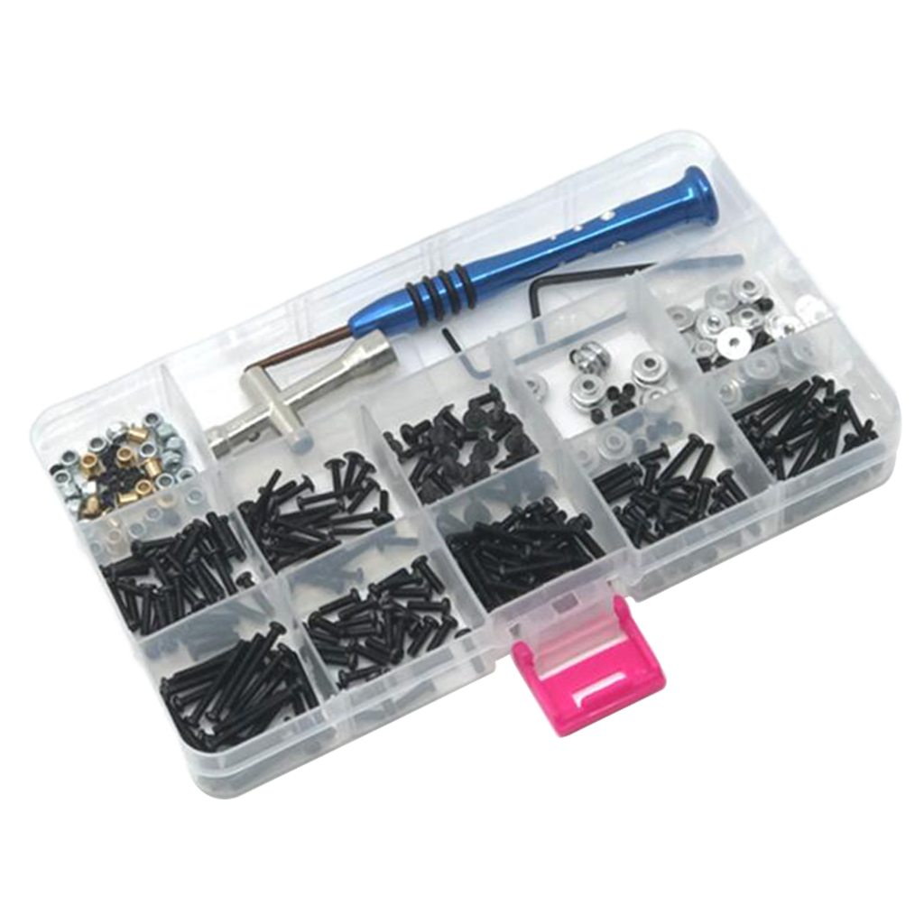 Metal RC Screw Kit Repair Screws Tool Box for 1/10 1/12 1/16 Scale RC Trucks Crawler with Screwdriver
