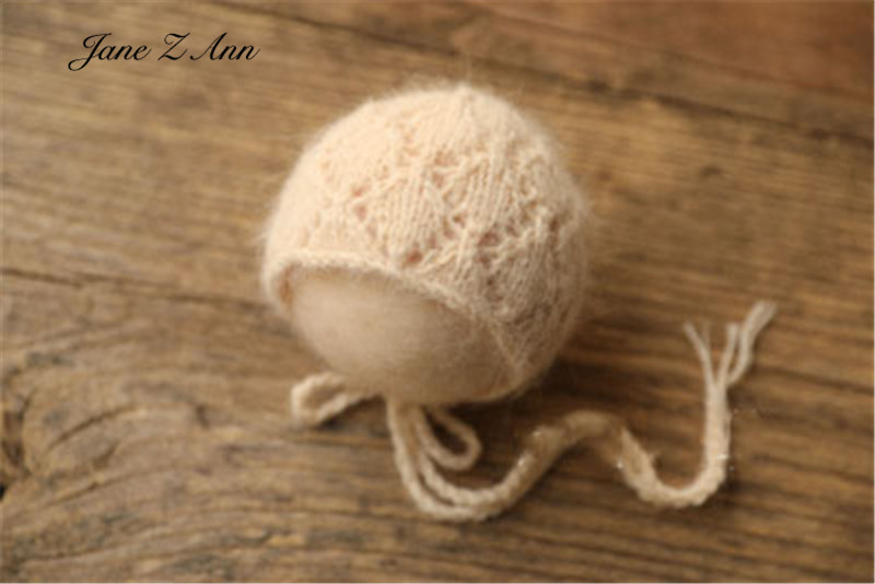 Nerz-Samt-Mütze, Wollstrickmütze mit kleinen Ohren, Neugeborenen-Fotografie-Requisiten, Babyfotos – Detail 8