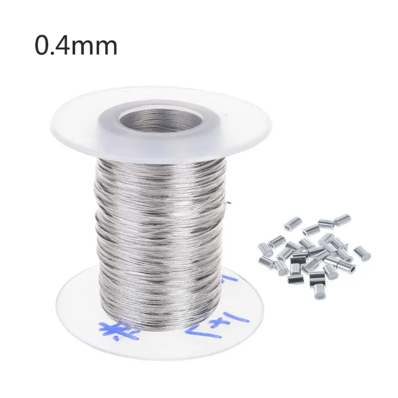 100m Stainless Steel Wire Rope Fishing Lifting Cable 1×7 Clothesline 30 Ferrules 