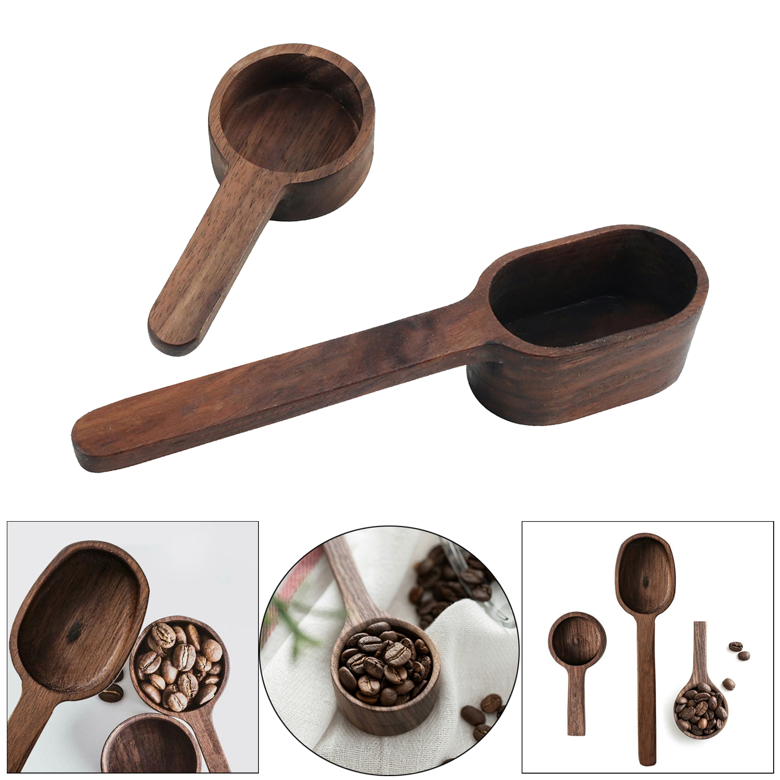 Walnut Wooden Measuring Spoon Scoop Coffee Beans Kitchen Home Baking Tool Measuring Tools For Kitchen