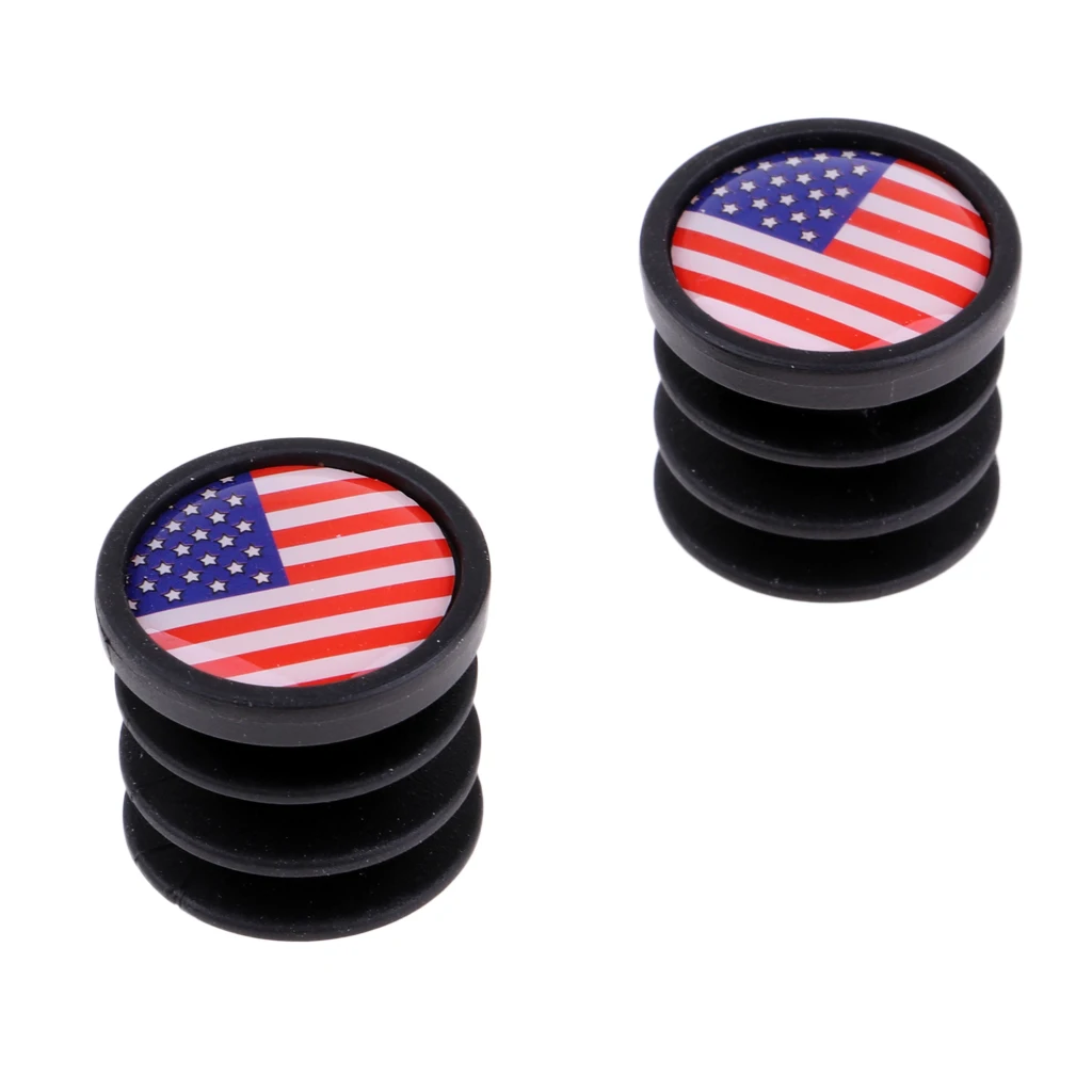 Cycling Bike Handlebar Bar End Plugs Locking Caps Road Bicycle Grip Mountain BMX MTB - 22mm, Pack of 2 - National Flag Design