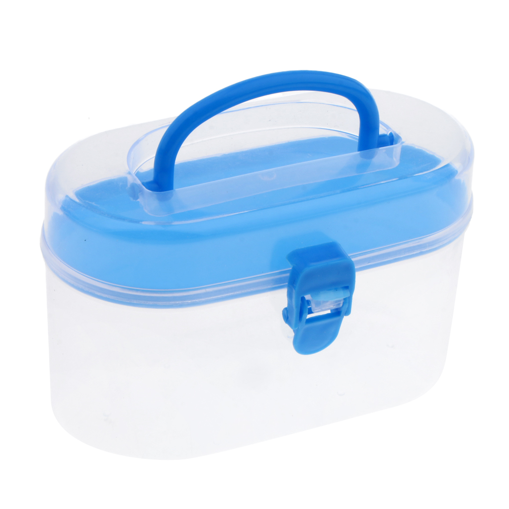 Clear Storage Box Plastic Container Double Layers With Handle Lockable Cap