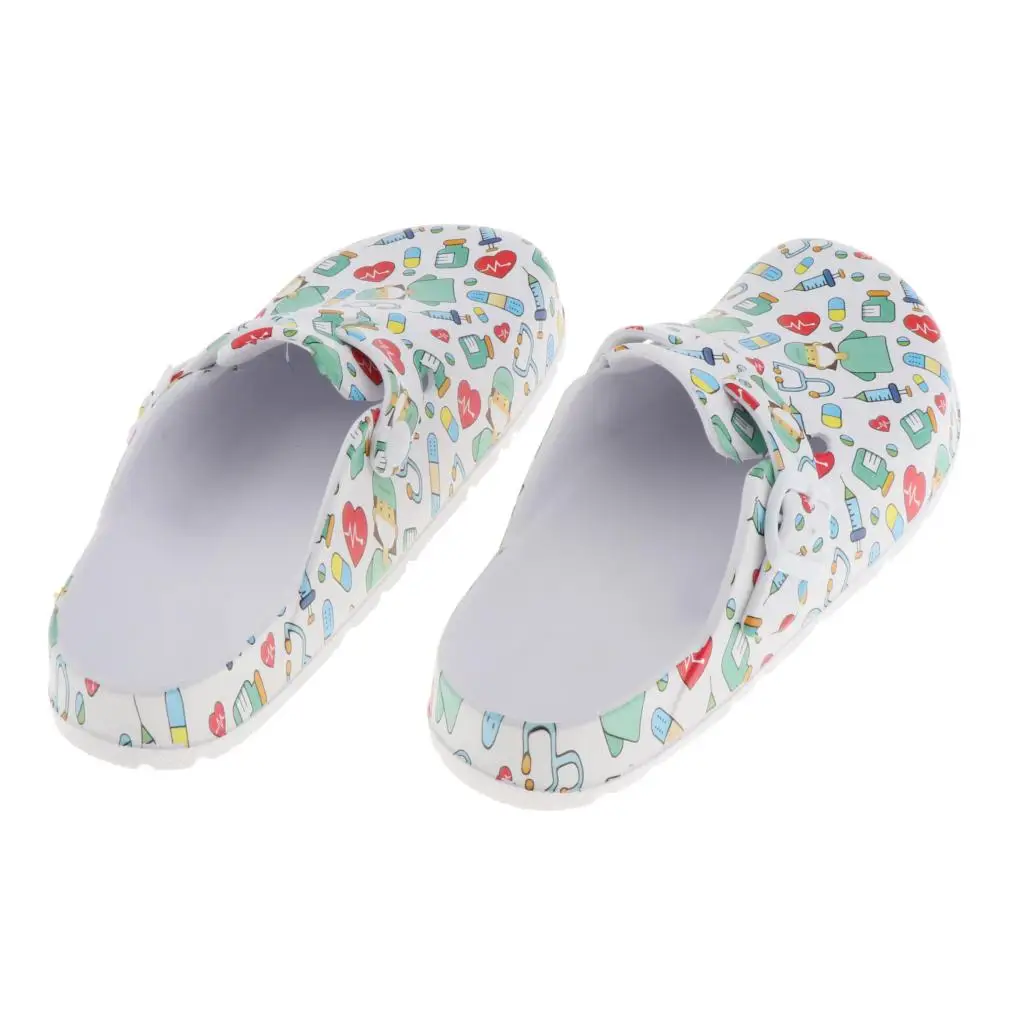 WOMENS PRINT NURSING SHOES WORK SHOES SOFT INSOLE BEACH CLOGS SLIPPERS 40 41
