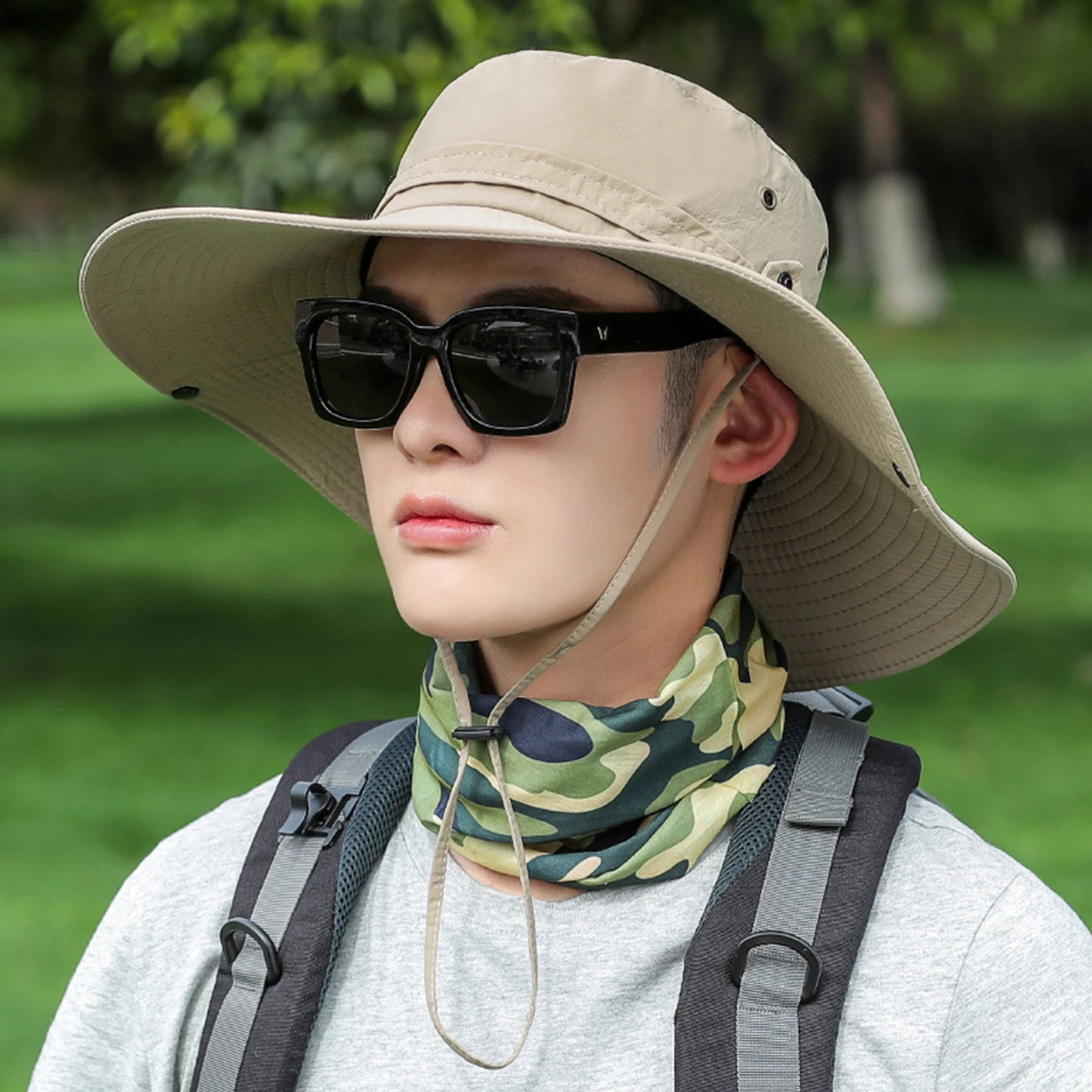 Men Adults Large Wide Brim Bucket Hat Polyester Sun Protection Anti UV  Cap for Golf Fishing Rock Climbing Tourism