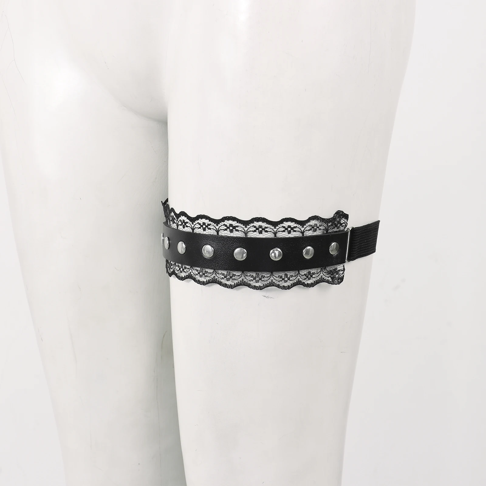 Rock Sexy Leather Heart Garter Belt Elastic Leg Girl Women Harness Goth Accessories Black Gothic Rivet Punk Anklet Thigh Garter