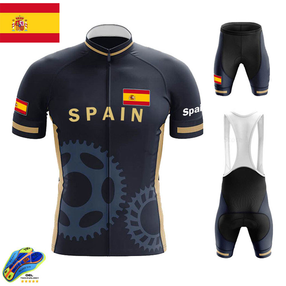 Spain Cycling Team Bike Uniform 2022 Summer Short Sleeve Cycling Jersey Quick Dry Men MTB Bike Cycling Set Maillot Ropa Ciclismo