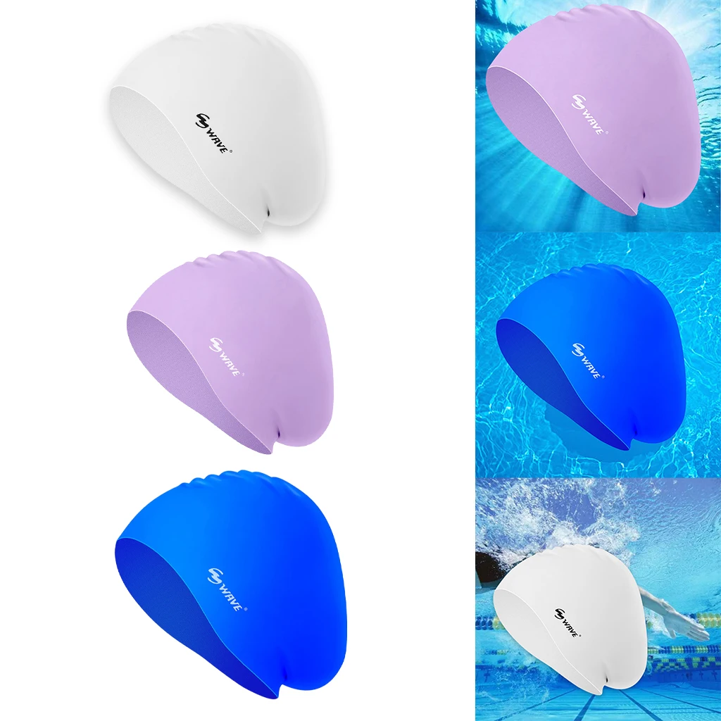Silicone Long Hair Swim Hat Ear Protection Bathing Swimming Hat Unisex Adult Easy to Put On and Off