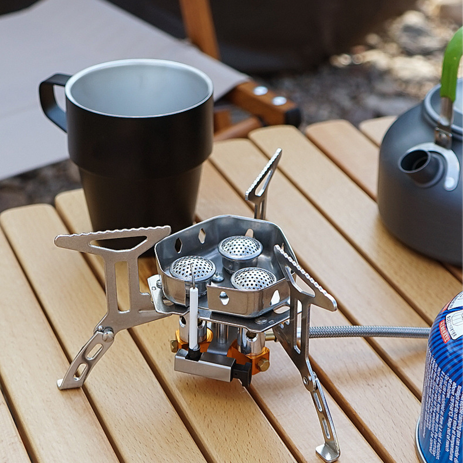 5800W Camping Gas Stove Lightweight 3 Furnaces Heads Folding Portable for Travel Picnic Backpacking Hiking