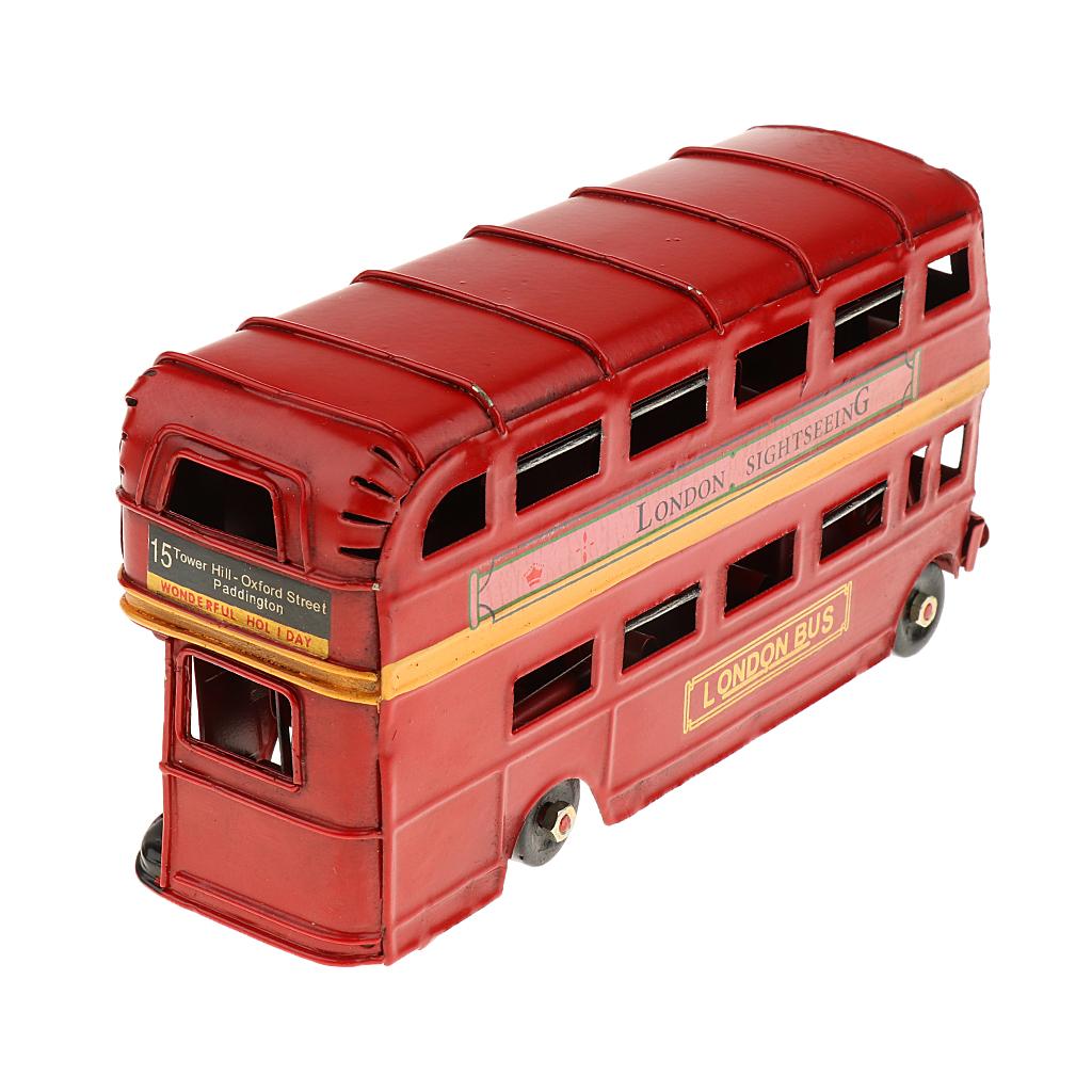 Tinplate Small Metal Double-deck London Bus Model Crafts Handicrafts