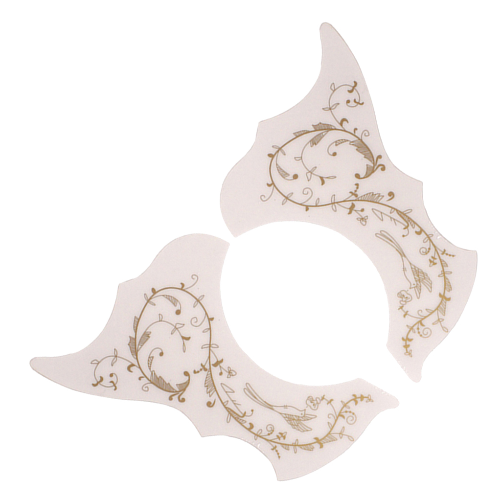 2pcs 40/41 Inch Acoustic Guitar Pickguard With Flower Pattern Self-adhesive, Guitar Pickguard, White