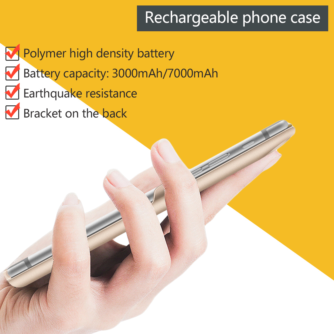 Case de Carregamento do Banco de Potência Traseira com Plugue Magro do Carregador de Bateria para Iphone6 Máximo para 6p Case Externo 7p 8p Bateria Capa - 7 8 3 Cheap Estojos p carregador de bateria