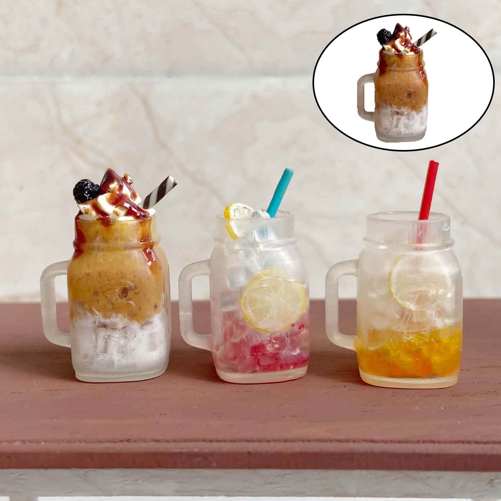 Dollhouse Mini Coffee Bottle Handcrafted Mini Caramel Macchiato Drink Decoration for Children Pretend Kitchen Play Cooking Game