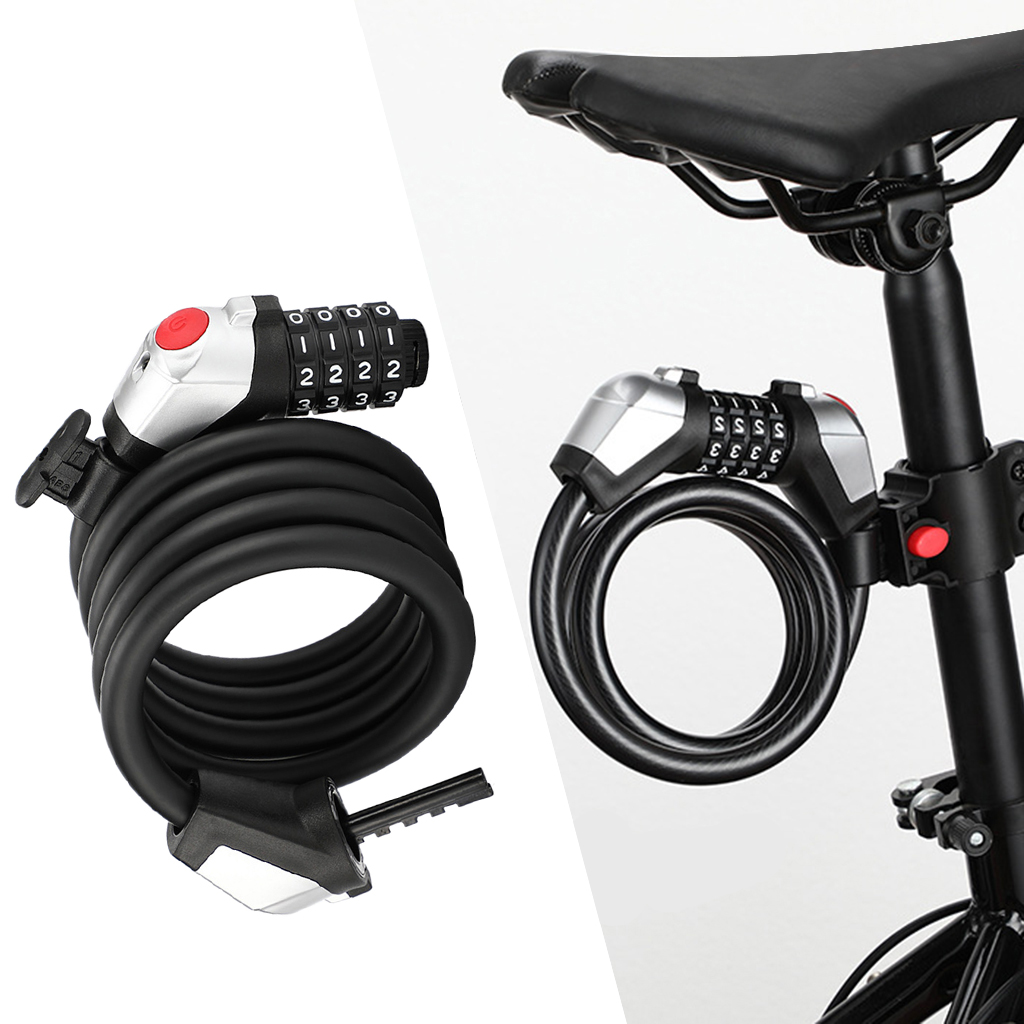 Bicycle Cable Lock Bike Security Anti-Theft Combination MTB Road Accessories 4 Digit Resettable Combination Code Lock