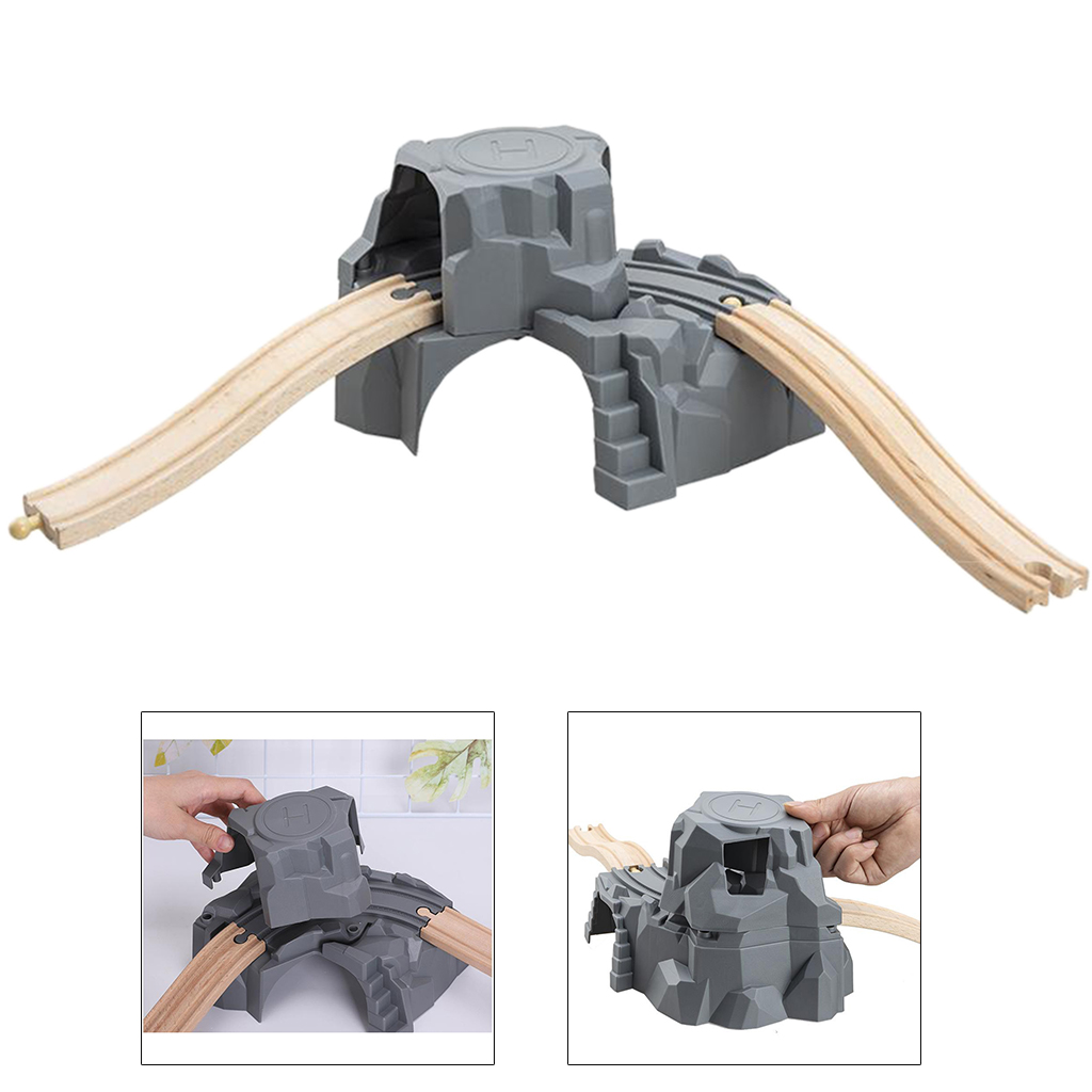 Simulation Train Cave Tunnel & Wooden Train Railway Track Accessories Building Rail Vehicle Child Party Favors Train Playset